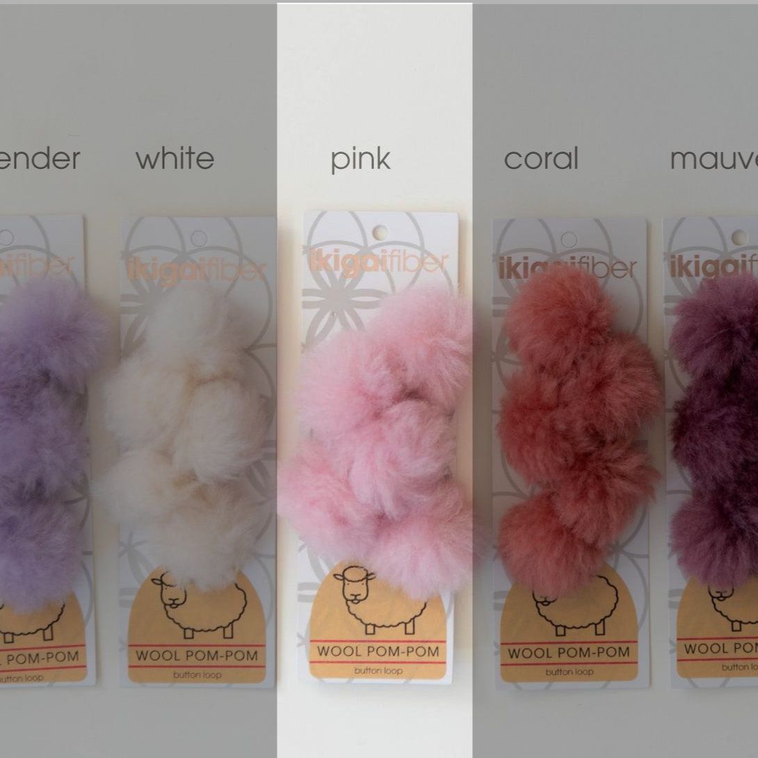 Ikigai Fiber-Wool Pom-Pom 5 Pack, 4cm-pompoms-Pink-gather here online