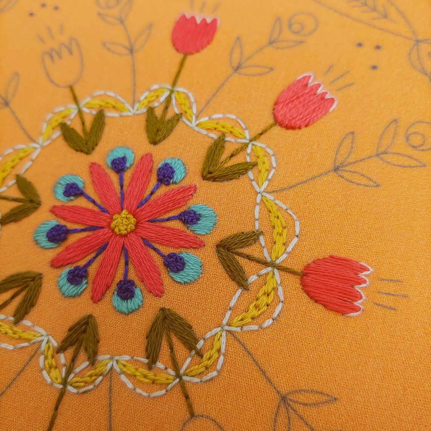 CozyBlue-Tangerine Mandala Embroidery Kit-embroidery kit-gather here online