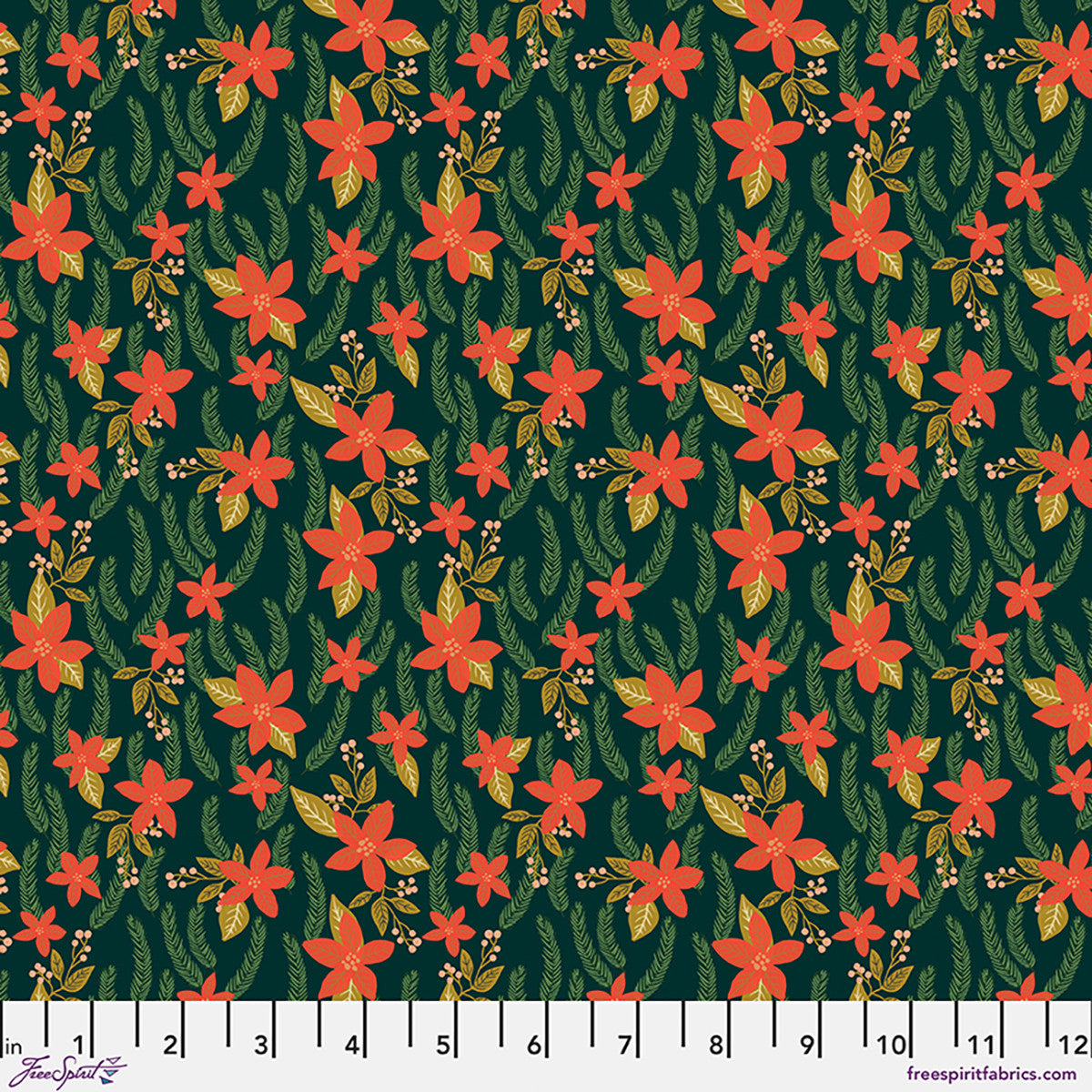 Free Spirit-Christmas Poinsettias Spruce-fabric-gather here online