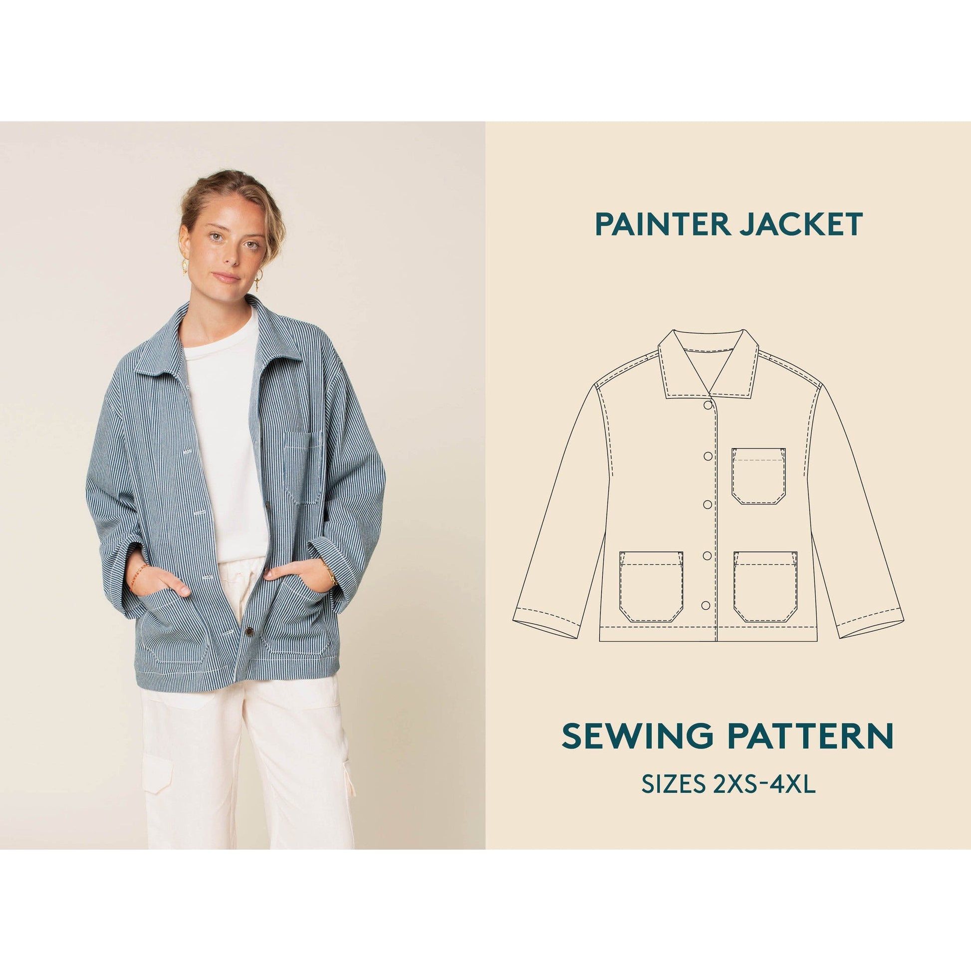 Wardrobe By Me-Unisex Painter Jacket Pattern-sewing pattern-gather here online