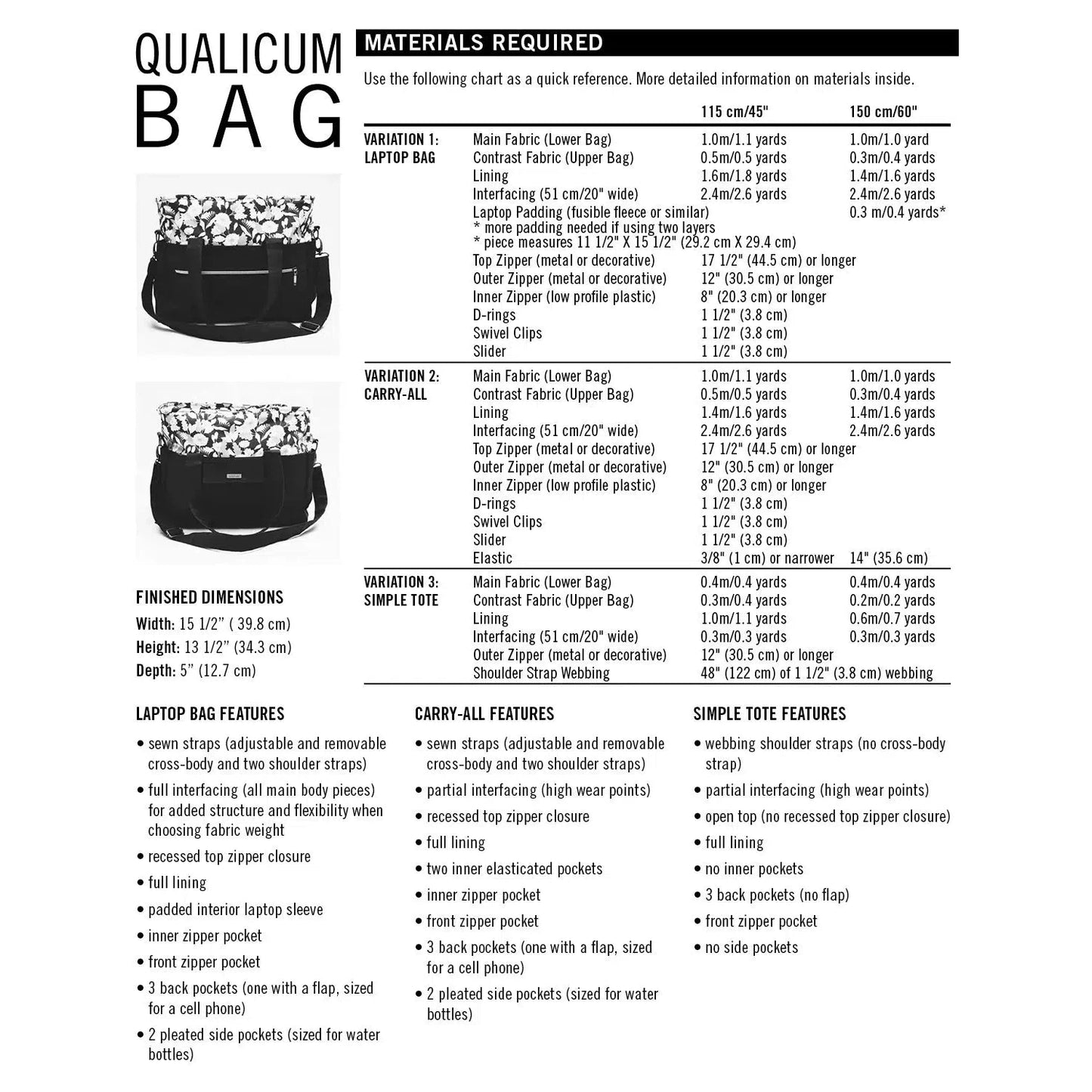 Thread Theory-Qualicum Bag Pattern - PDF DOWNLOAD-sewing pattern-gather here online