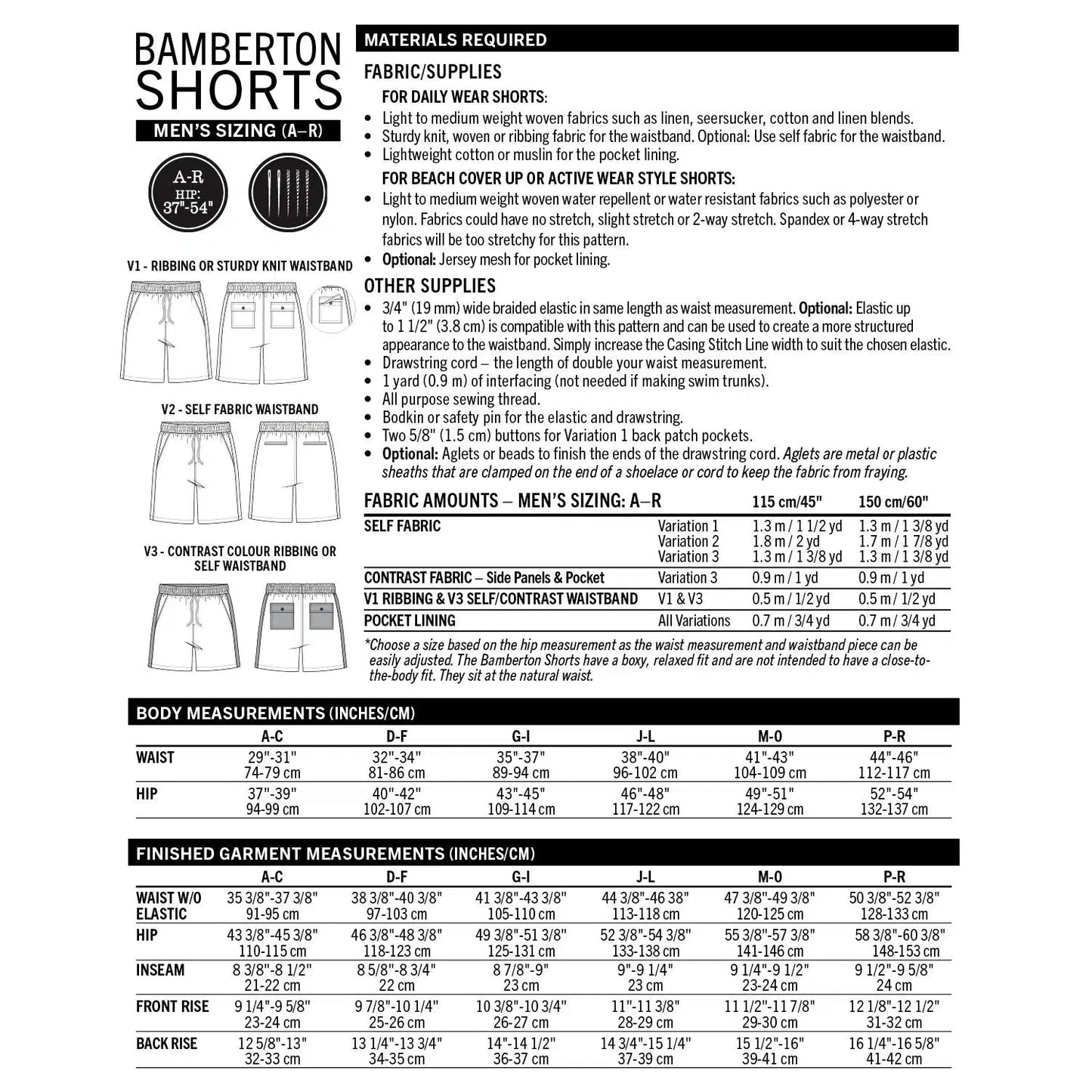 Thread Theory-Bamberton Shorts Pattern (Men's) - PDF DOWNLOAD-sewing pattern-gather here online