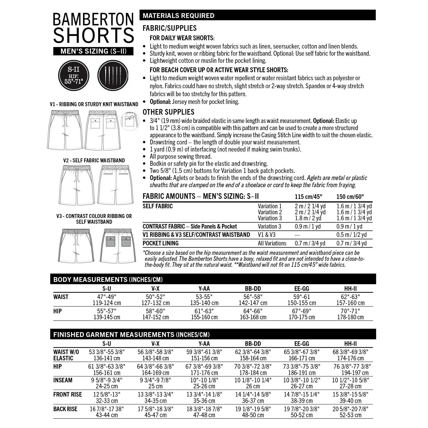 Thread Theory-Bamberton Shorts Pattern (Men's) - PDF DOWNLOAD-sewing pattern-gather here online