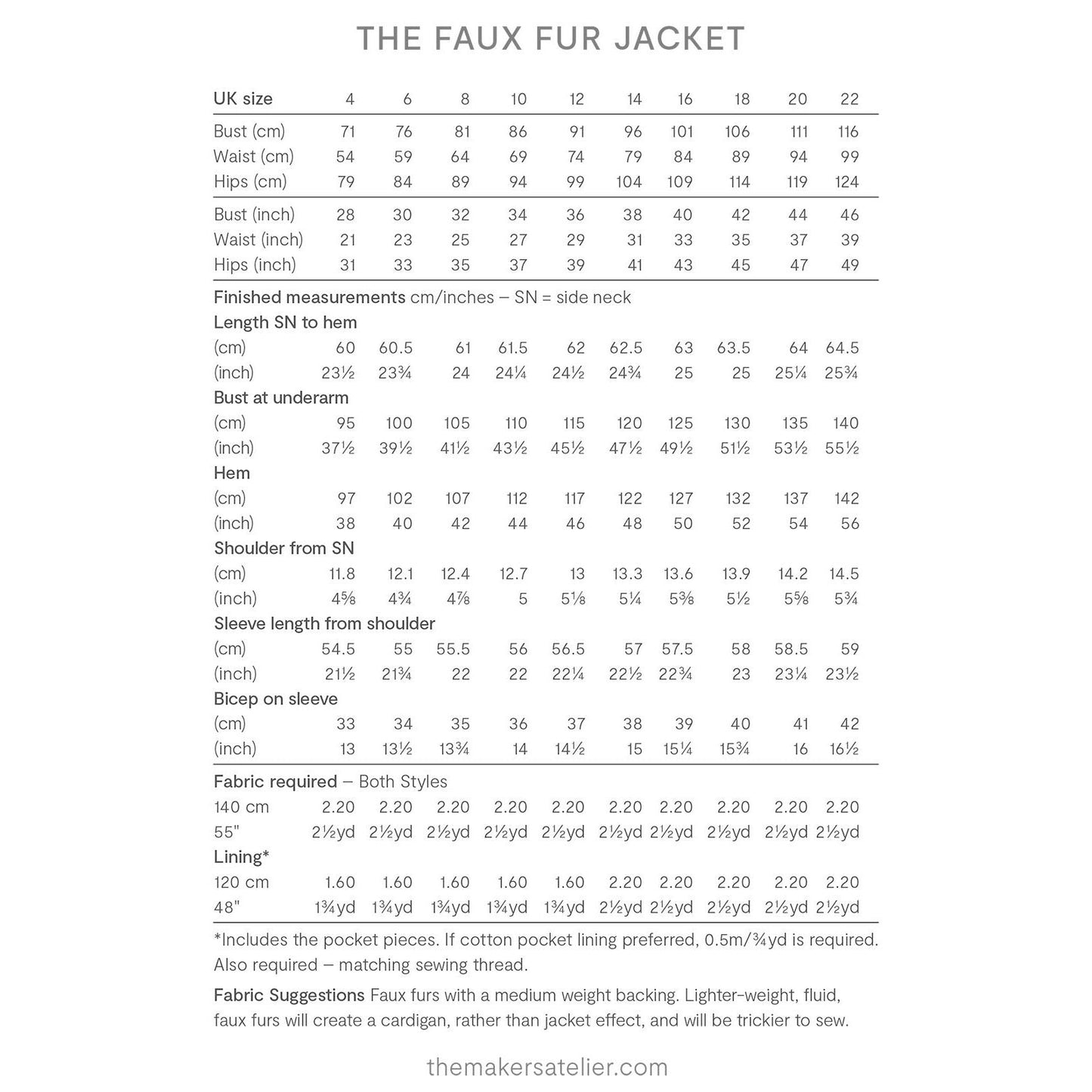 The Maker's Atelier-The Faux Fur Jacket Pattern - PDF DOWNLOAD-sewing pattern-gather here online