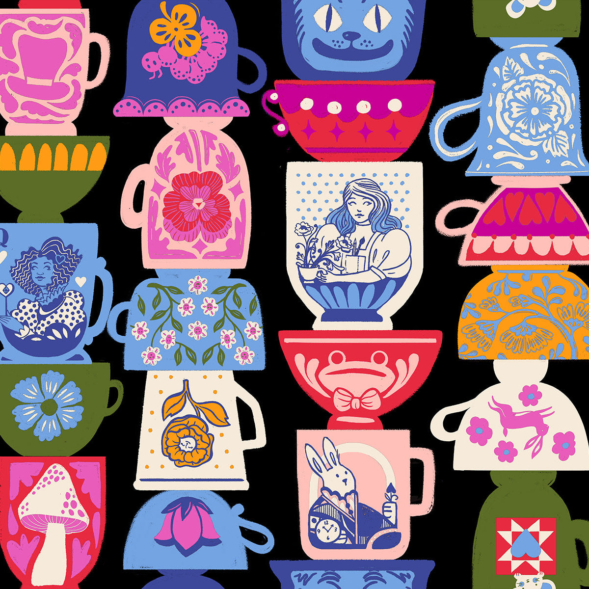 Ruby Star Society-Tea Party Black-fabric-gather here online