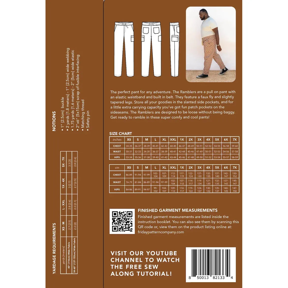 Friday Pattern Company-Rambler Pants Pattern-sewing pattern-gather here online