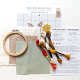 Junebug and Darlin-Retro Blooms, 4” Cross Stitch Kit-xstitch kit-gather here online