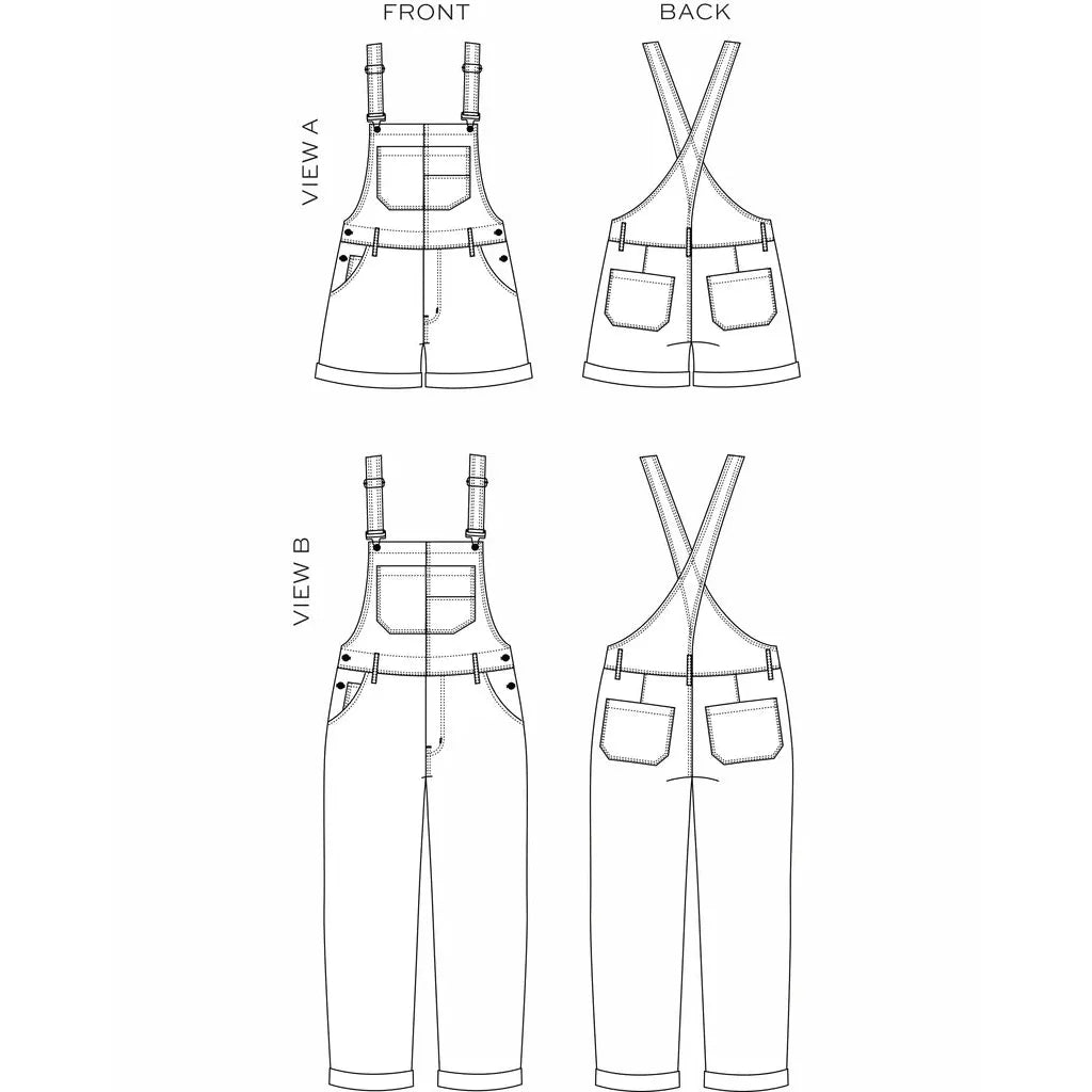 True Bias-Riley Overalls Pattern-sewing pattern-gather here online