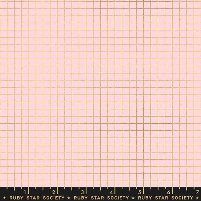 Ruby Star Society-REMNANT: Grid, 18M Pink Gold 30% OFF 1.64 YDS-fabric remnant-gather here online