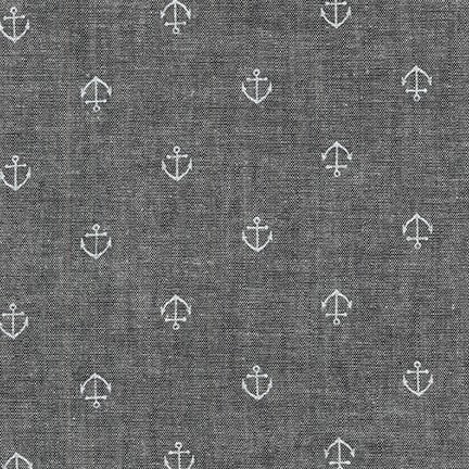 Robert Kaufman-Anchors Chambray Black-fabric-gather here online