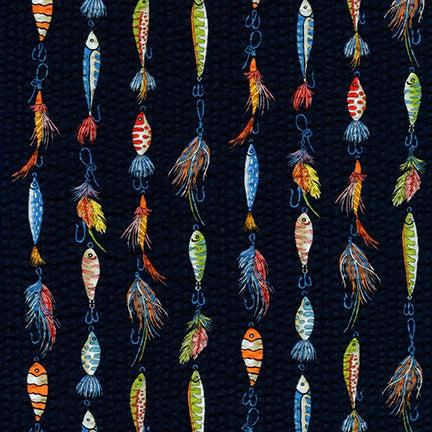 Robert Kaufman-Plisse Collection Fishing Lures Navy-fabric-gather here online