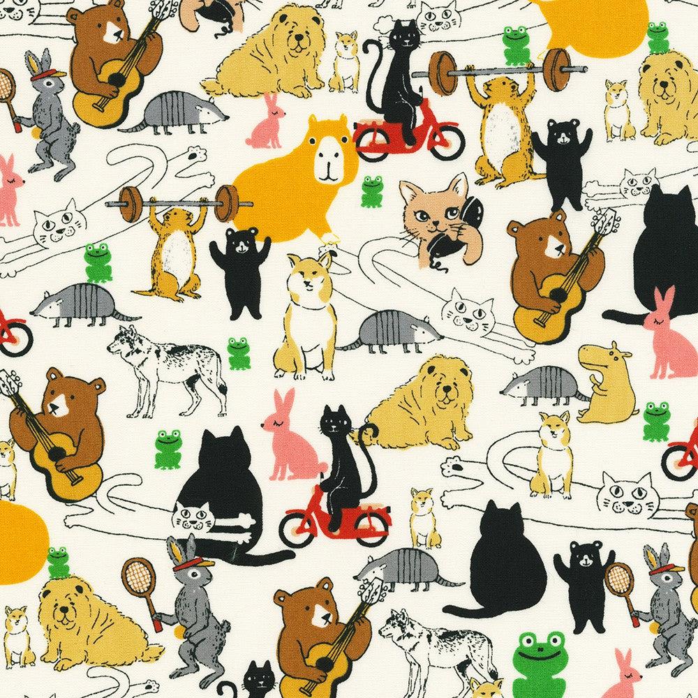 Robert Kaufman-Animals With Hobbies Ivory-fabric-gather here online