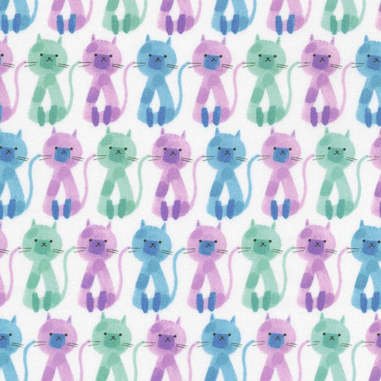 Robert Kaufman-Watercolor Cats White Multi-fabric-gather here online