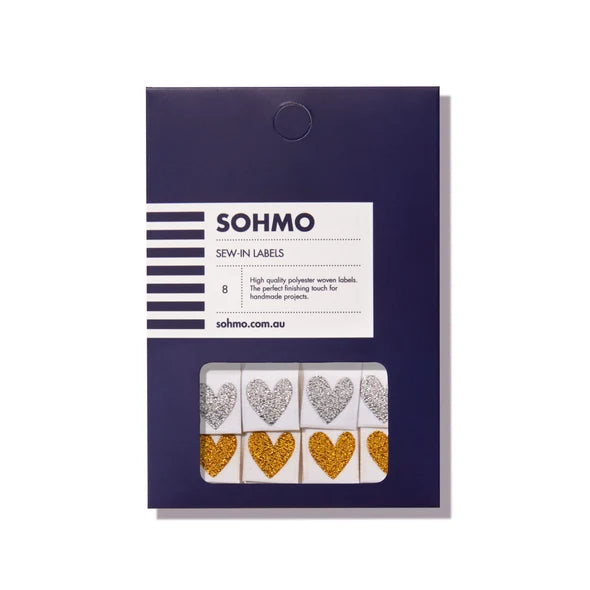 SOHMO-SOHMO Metallic Heart Sew-In Labels-sewing notion-gather here online