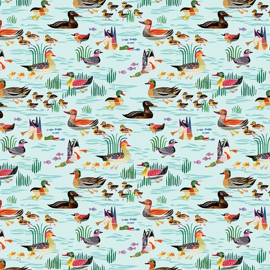 Dear Stella-Get Your Ducks In A Row Aqua-fabric-gather here online