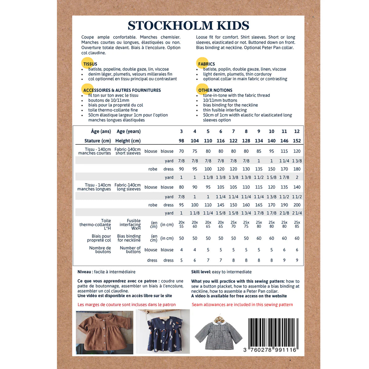 Ikatee-Stockholm Blouse & Dress Pattern-sewing pattern - kids-gather here online