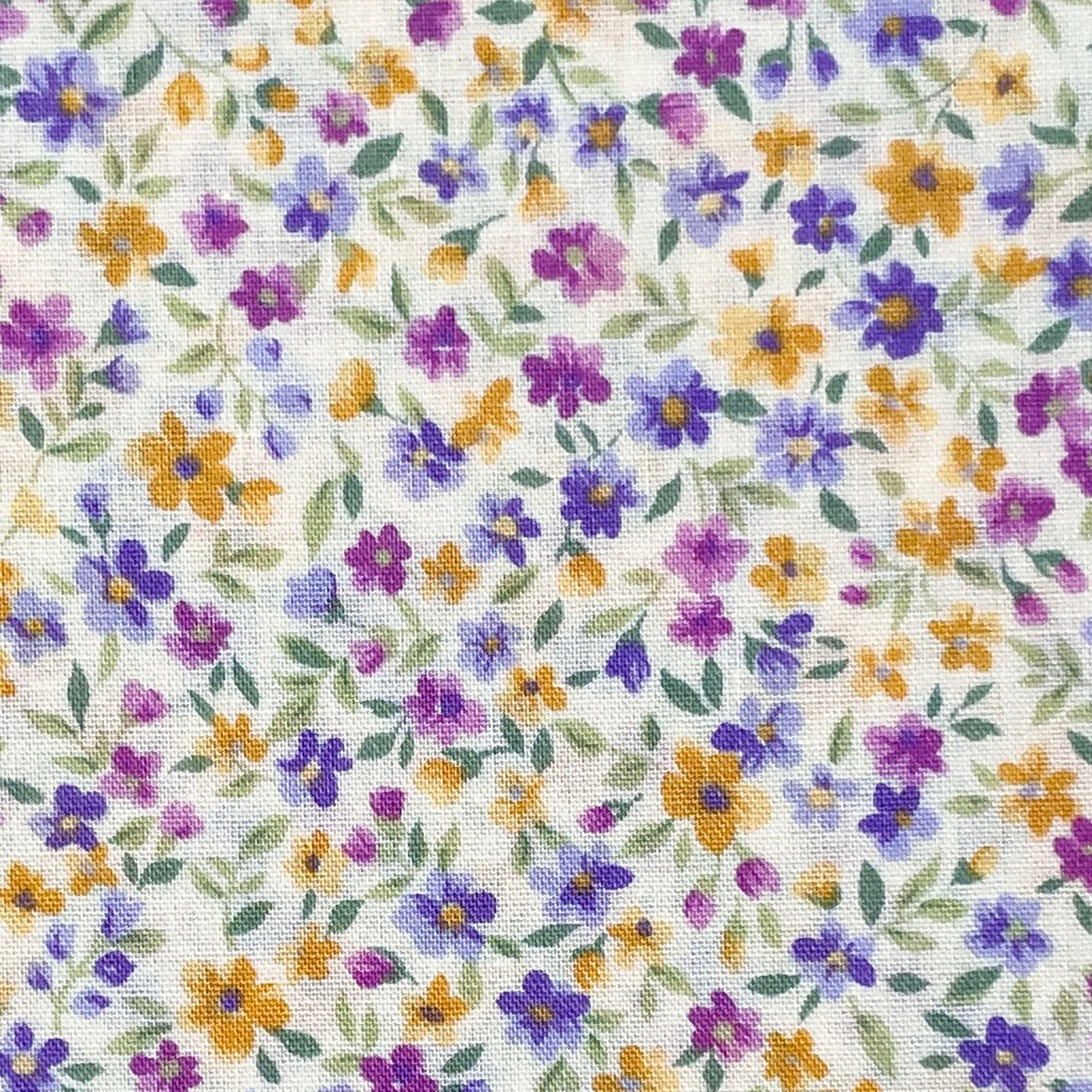 Sevenberry-Vine Floral Purple/Yellow on Cotton Lawn-fabric-gather here online