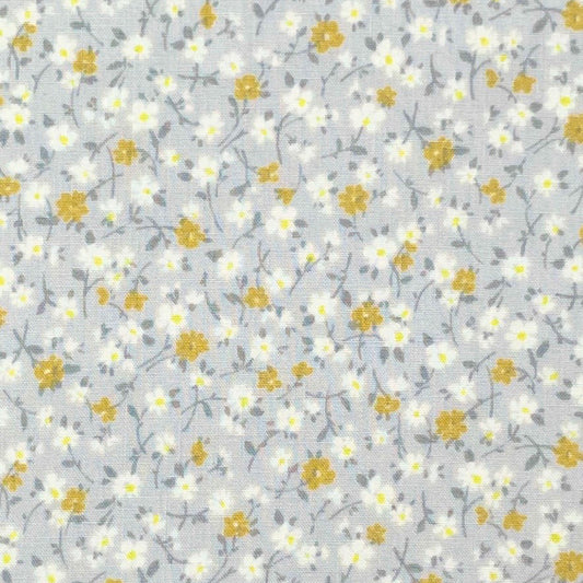 Sevenberry-Floral Toss Gray on Cotton Lawn-fabric-gather here online