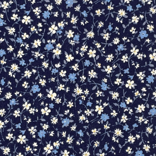 Sevenberry-Floral Toss Navy on Cotton Lawn-fabric-gather here online