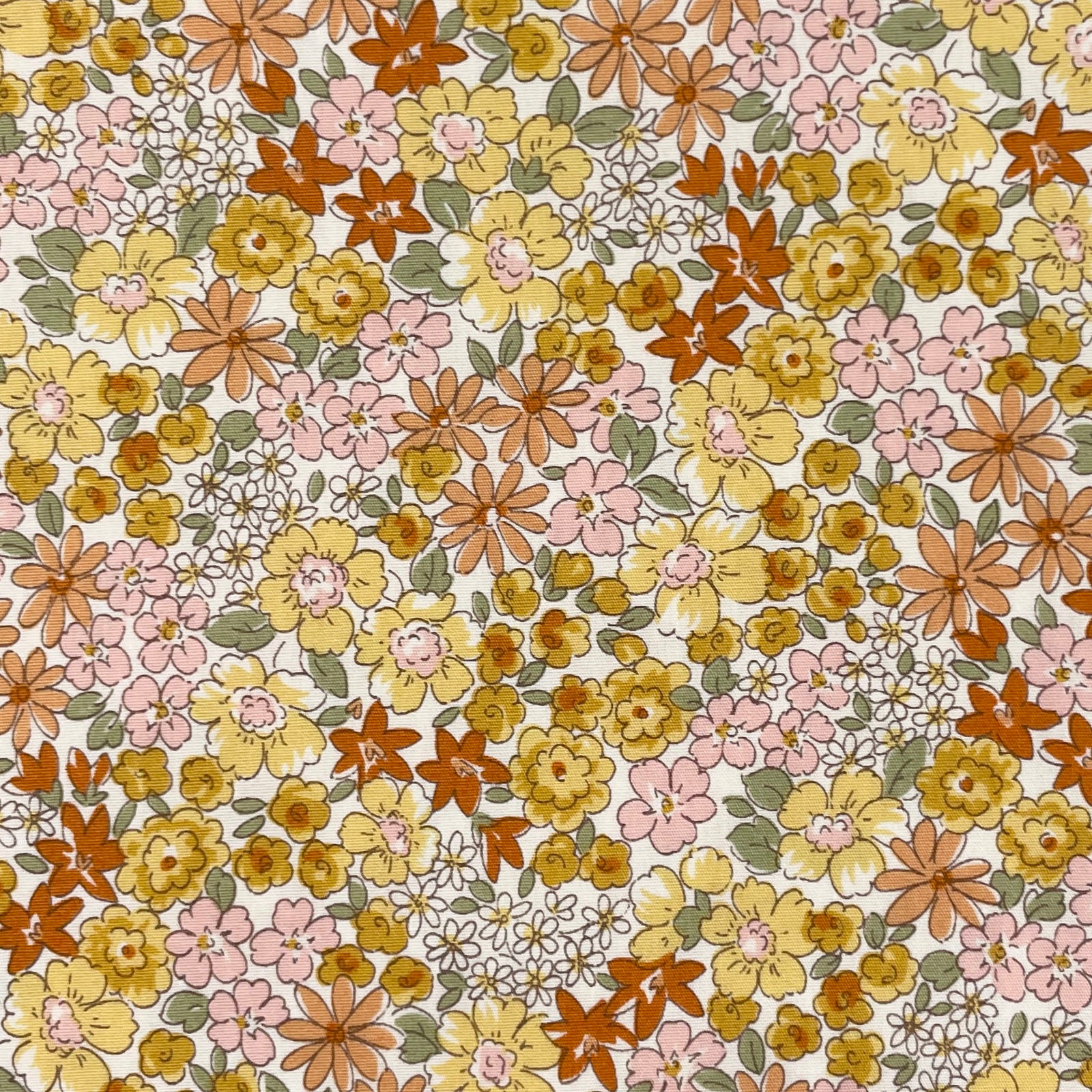 Sevenberry-Flower Field Yellow on Cotton Lawn-fabric-gather here online