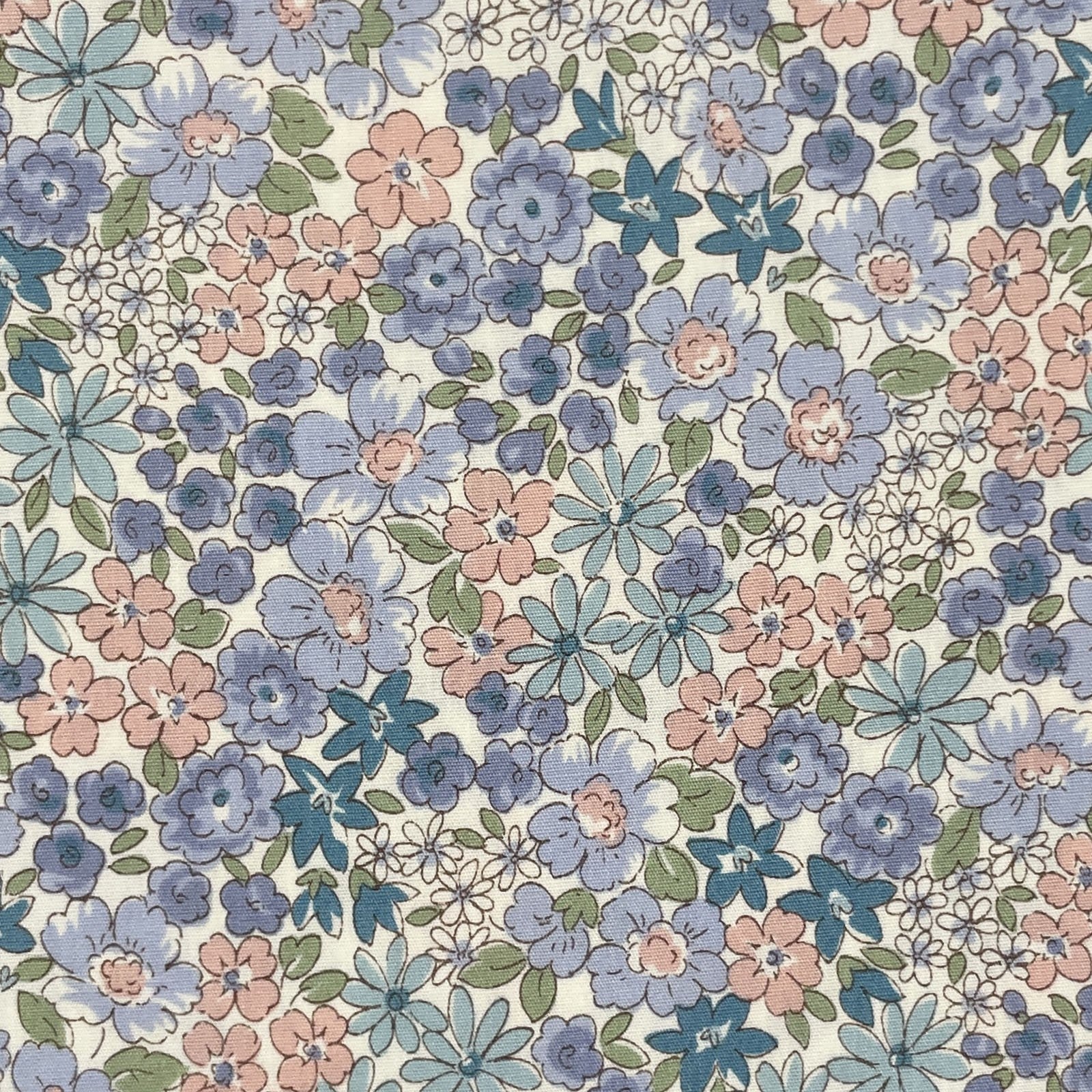 Sevenberry-Flower Field Blue on Cotton Lawn-fabric-gather here online