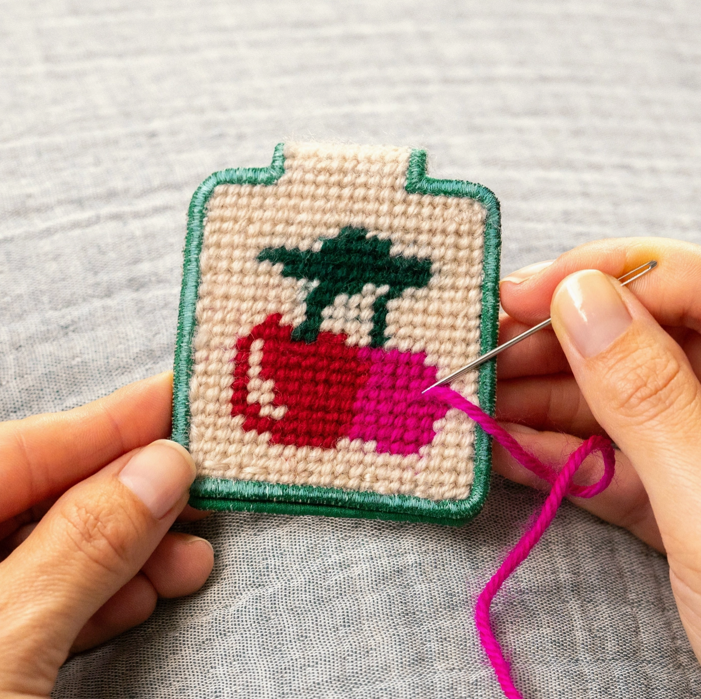 gather here classes-Embroidery - Needlepoint Key Chain-class-gather here online