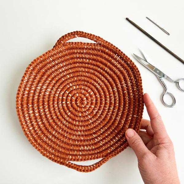 Flax & Twine-Skye Linen Basket Kit - Rust-craft kit-gather here online