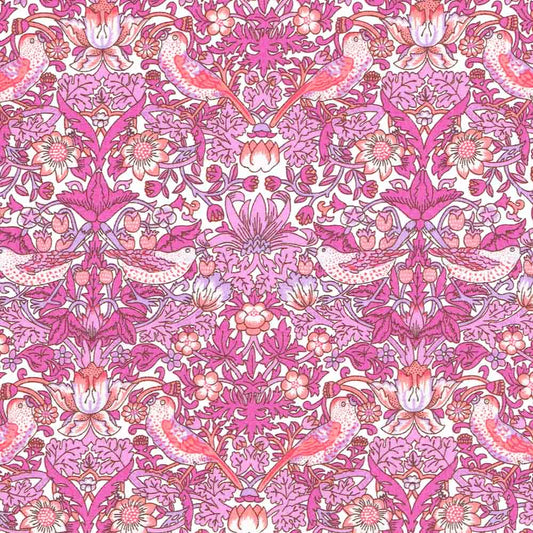 Liberty of London-Tana Lawn - Strawberry Thief Pink-fabric-gather here online