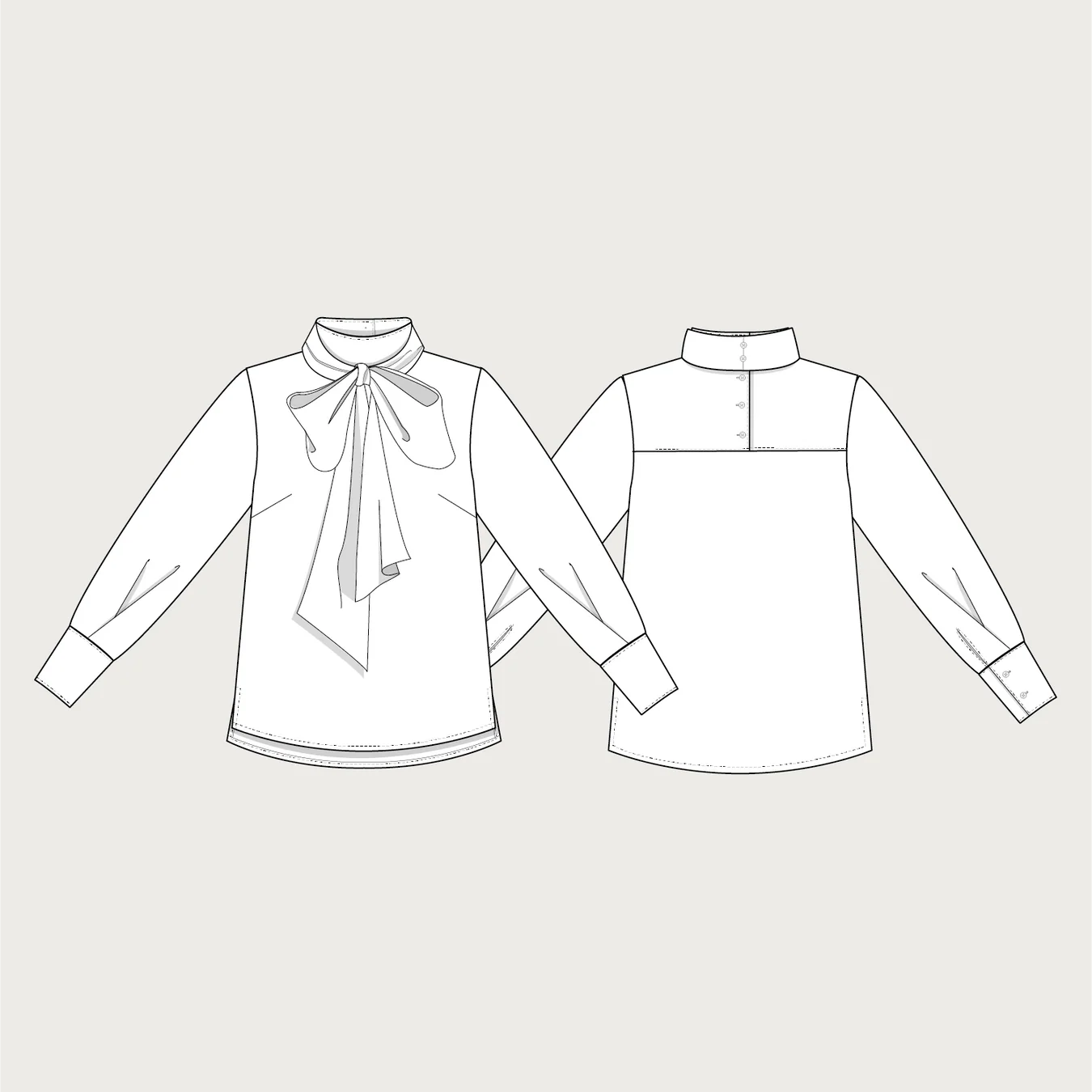 Assembly Line-Tie Bow Blouse Pattern-sewing pattern-gather here online