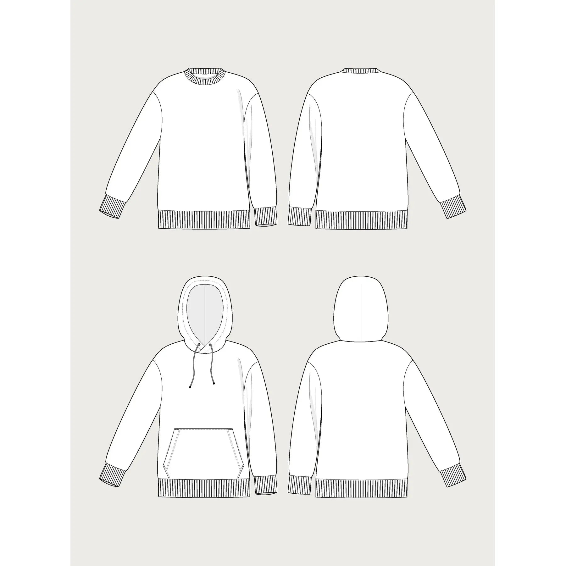 Assembly Line-Classic Sweatshirt Pattern (MINI-3XL)-sewing pattern-gather here online