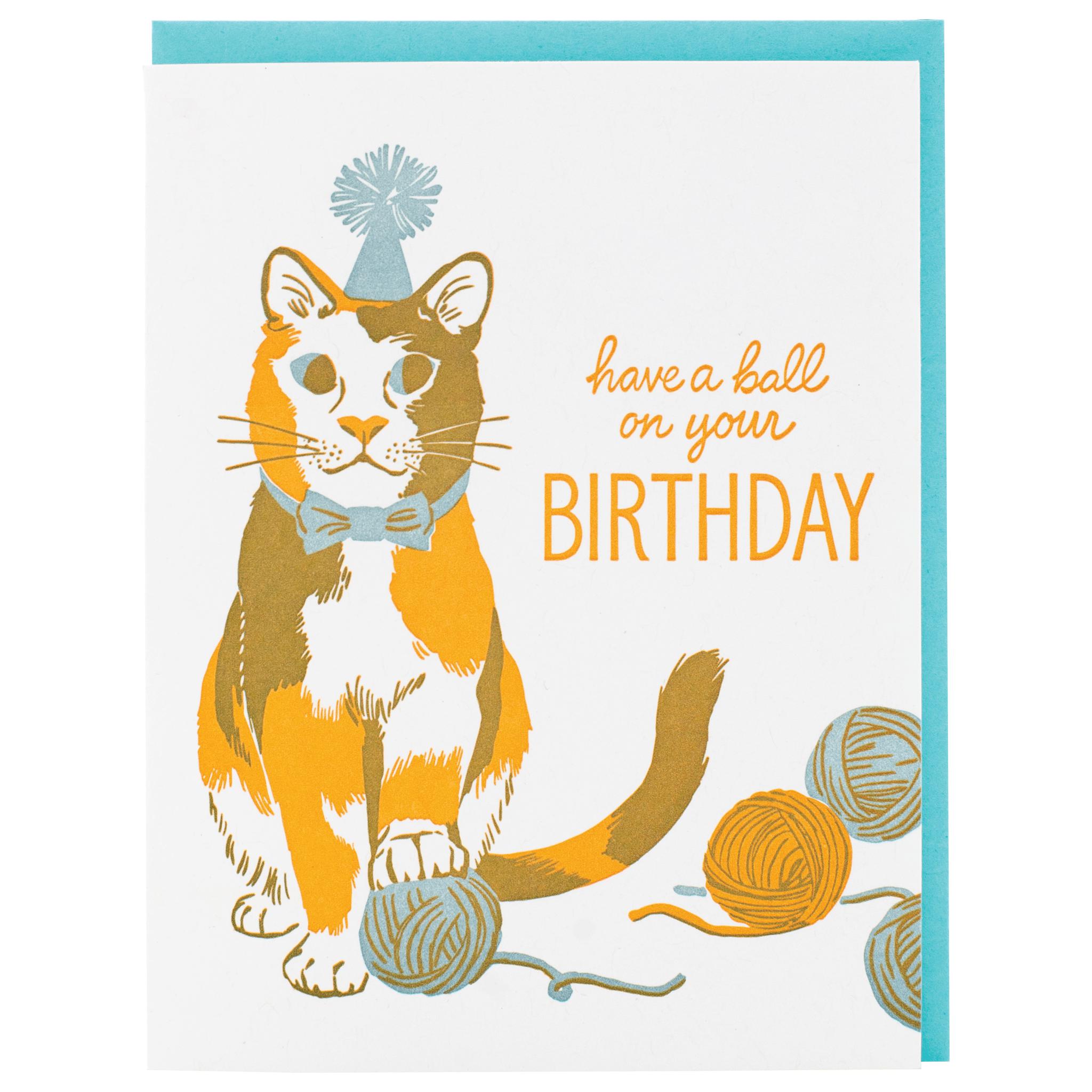 Smudge Ink-Calico Cat Birthday Greeting Card-greeting card-gather here online