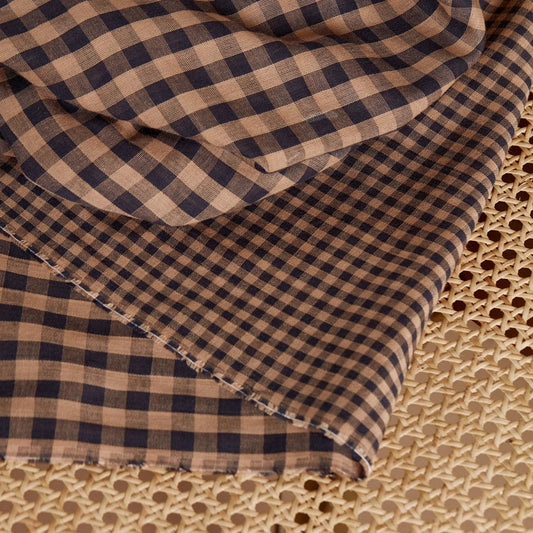 Atelier Brunette-Gingham Night Maple Double Gauze-fabric-gather here online