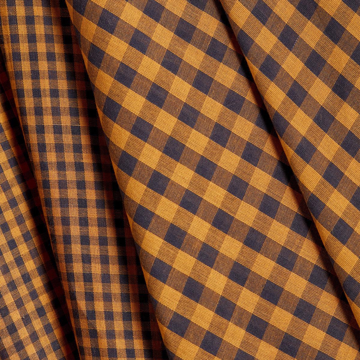 Atelier Brunette-Gingham Night Ochre Double Gauze-fabric-gather here online