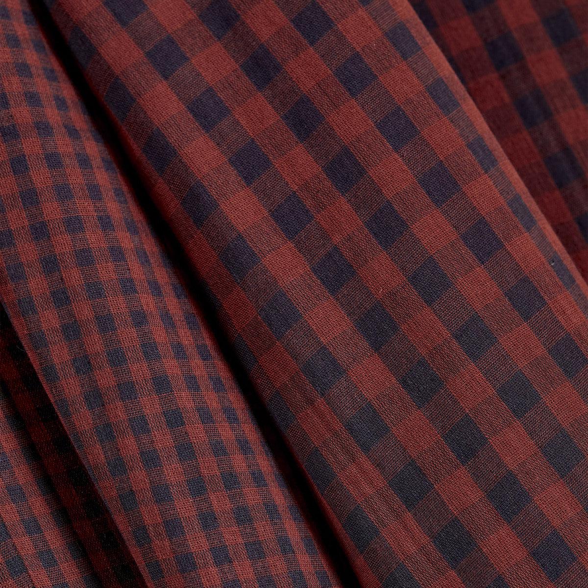 Atelier Brunette-Gingham Night Rust Double Gauze-fabric-gather here online