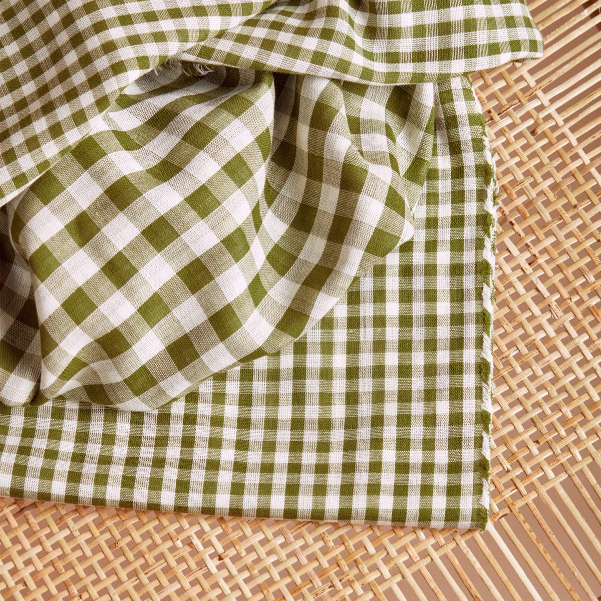 Atelier Brunette-Gingham Off-White Matcha Double Gauze-fabric-gather here online