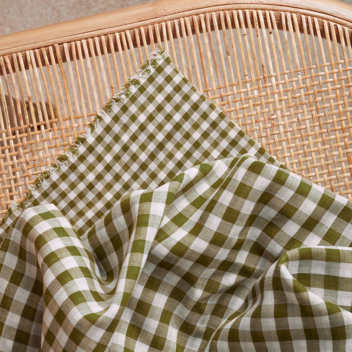 Atelier Brunette-Gingham Off-White Matcha Double Gauze-fabric-gather here online