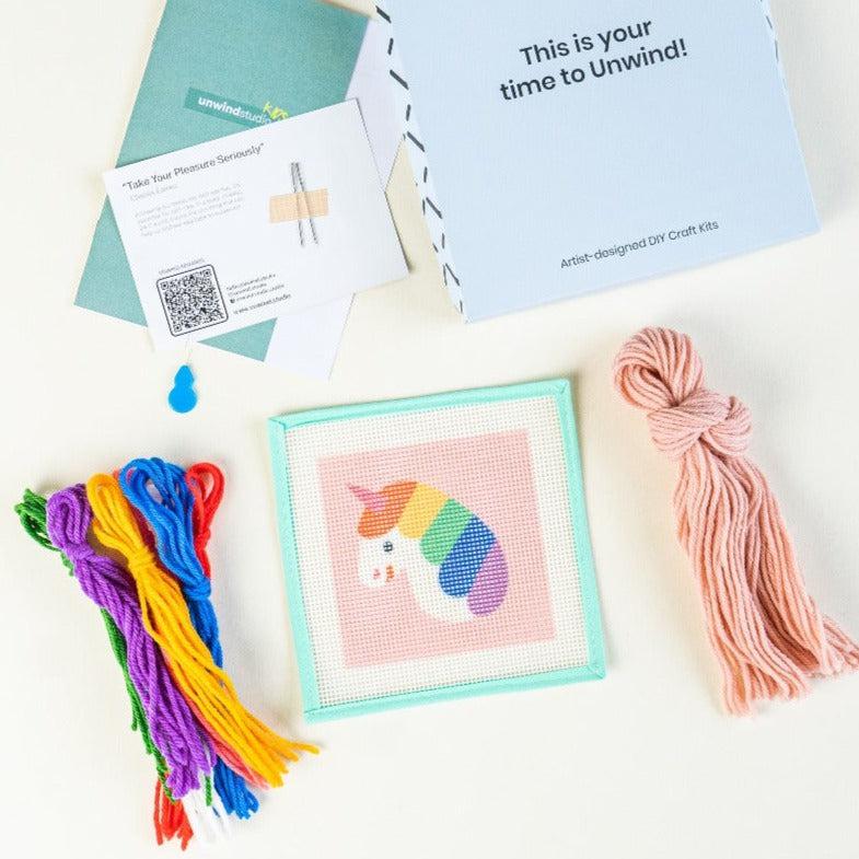 Unwind Studio-Rainbow Unicorn - Needlepoint Kit for Kids-xstitch kit-gather here online