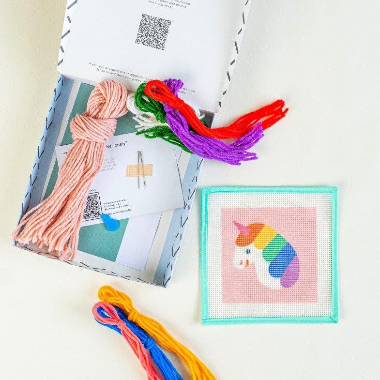 Unwind Studio-Rainbow Unicorn - Needlepoint Kit for Kids-xstitch kit-gather here online