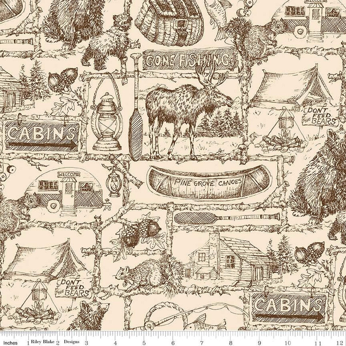 Riley Blake Designs-Pine Grove Outlines Putty 108" Wideback-fabric-gather here online