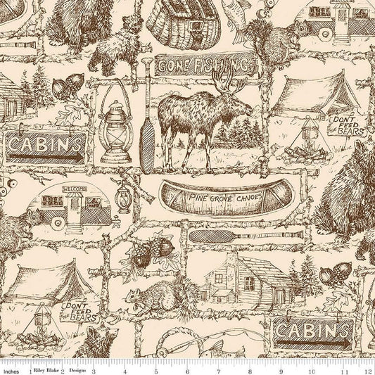 Riley Blake Designs-Pine Grove Outlines Putty 108" Wideback-fabric-gather here online