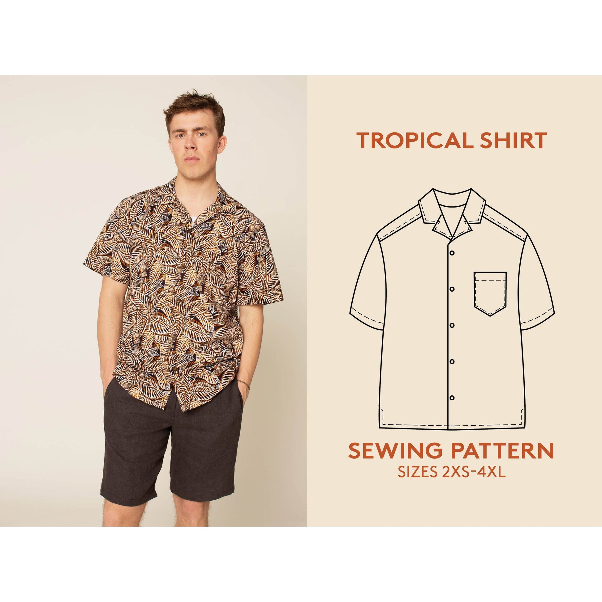 Wardrobe By Me-Men's Tropical Shirt Pattern-sewing pattern-gather here online