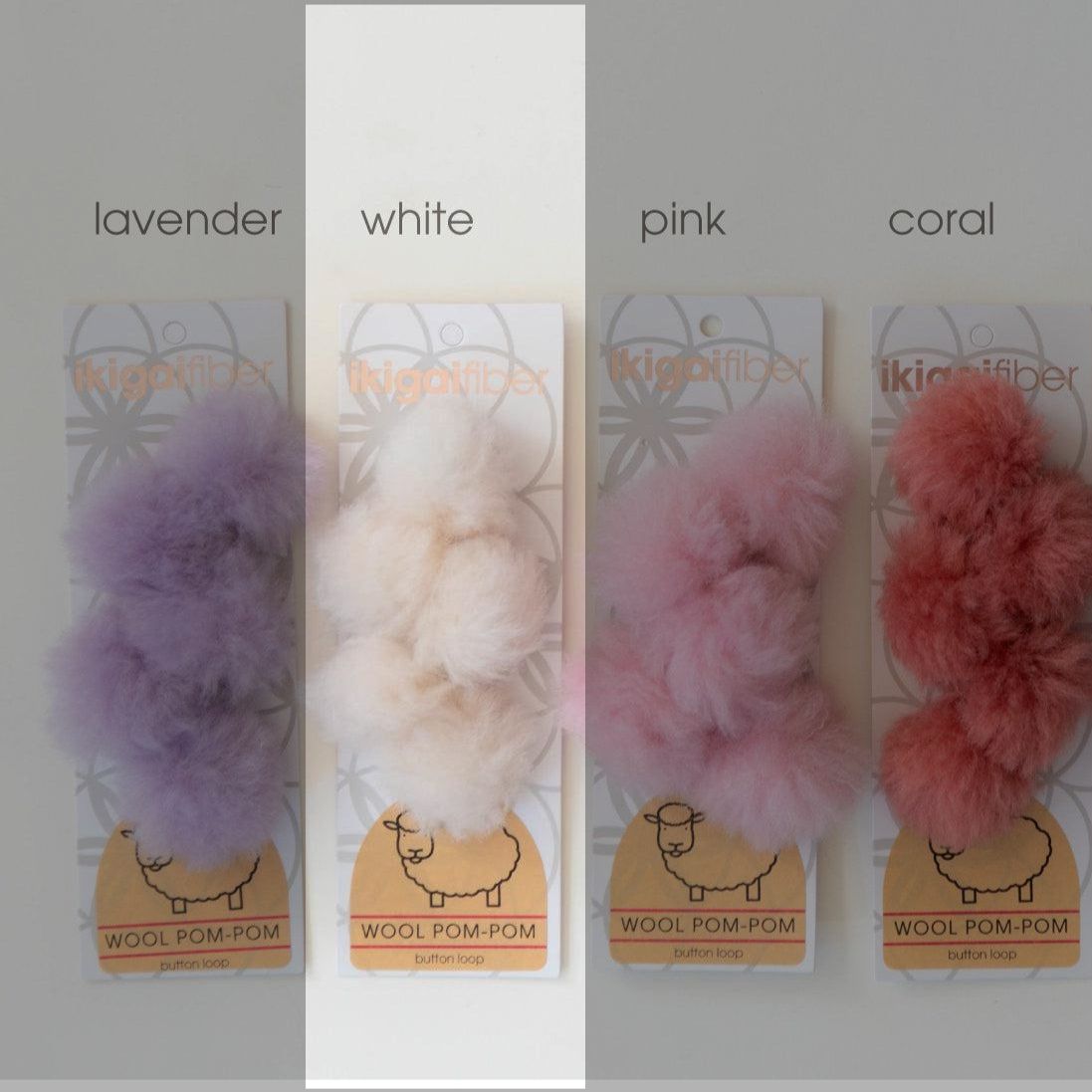 Ikigai Fiber-Wool Pom-Pom 5 Pack, 4cm-pompoms-White-gather here online