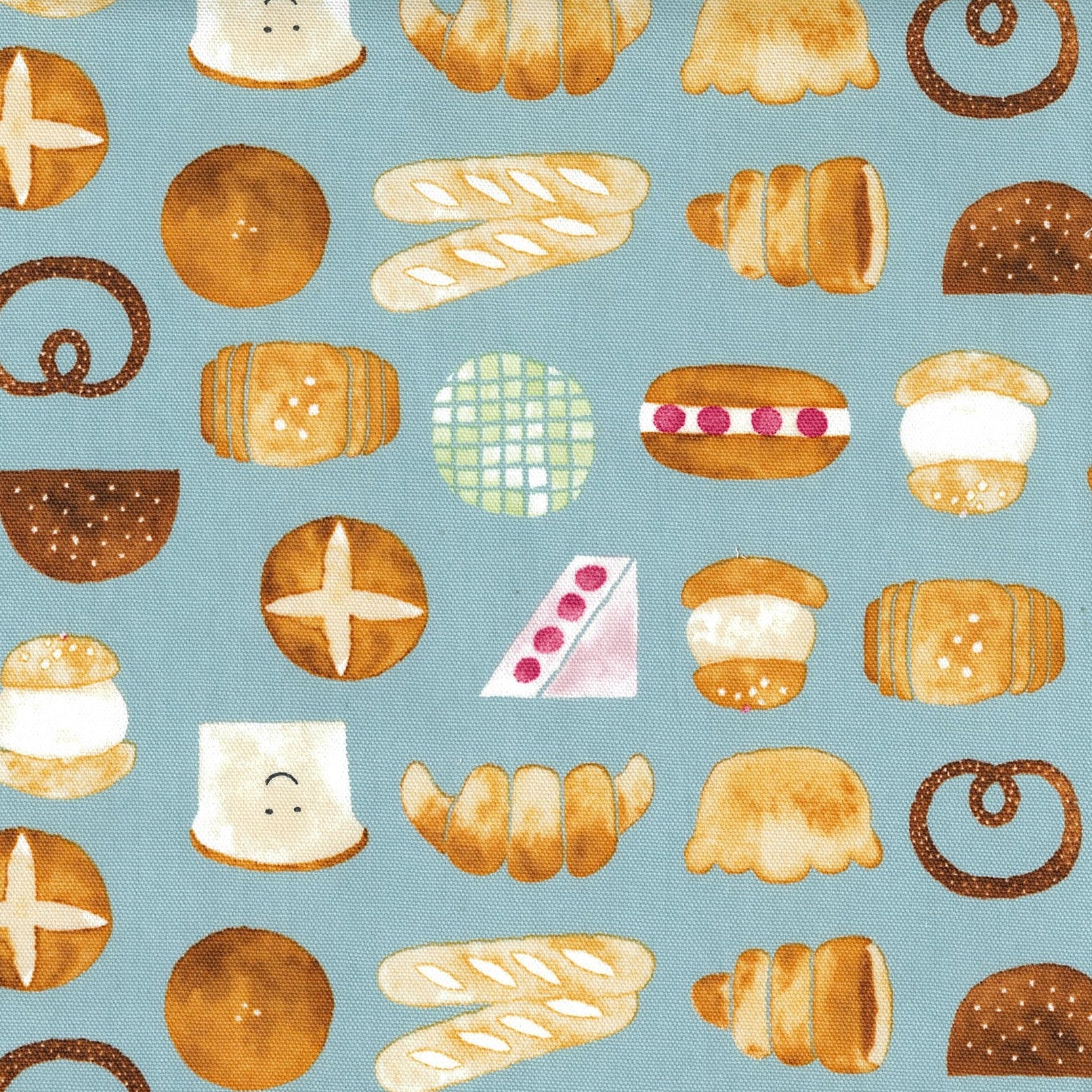 Kokka-Happy Bread on Cotton Oxford-fabric-gather here online