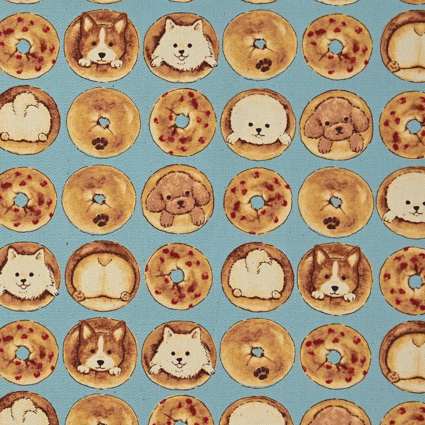 Kokka-Animal Bread Dog Bagel on Cotton Oxford-fabric-gather here online