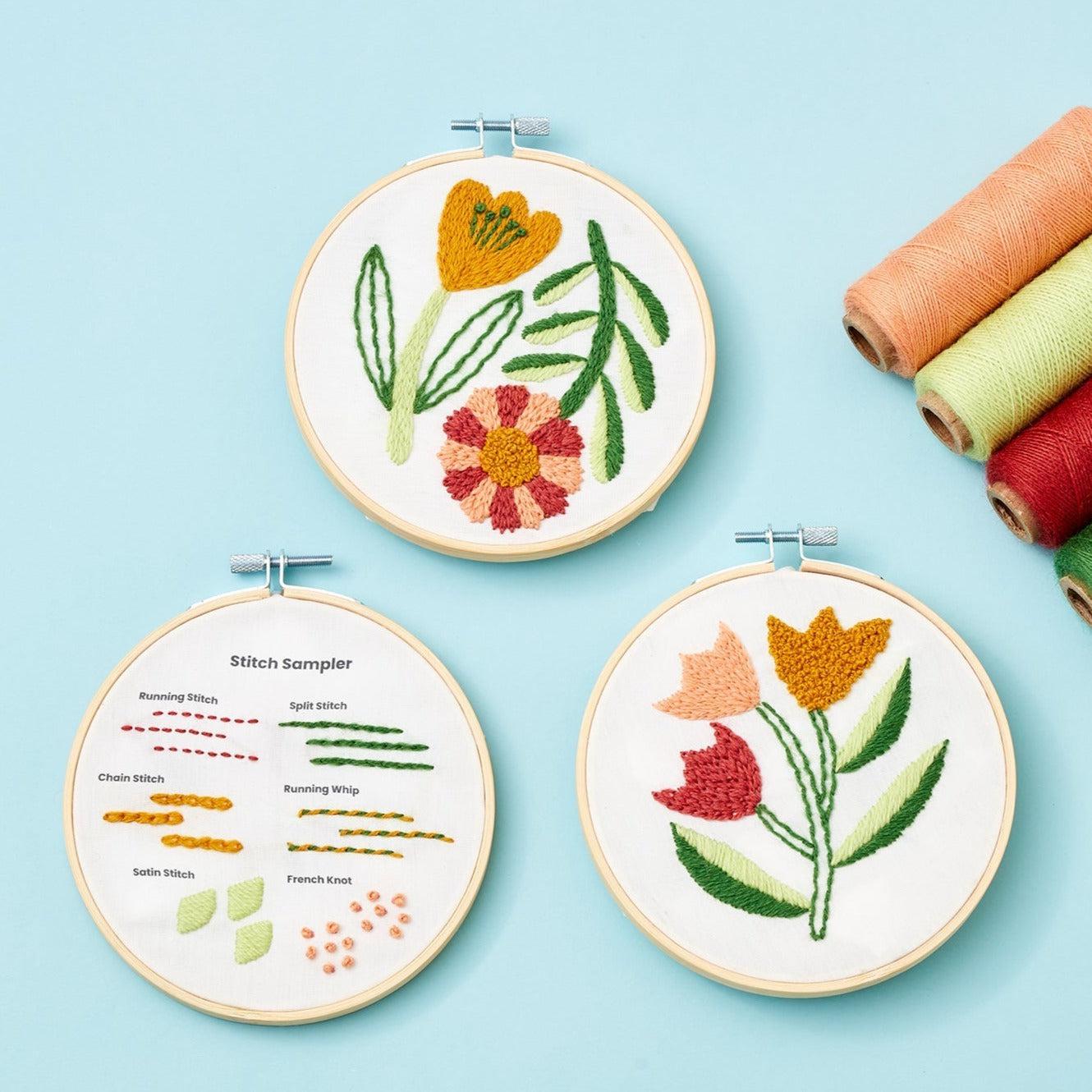 Easy hand embroidery kit, beginner embroidery kit, easy hand