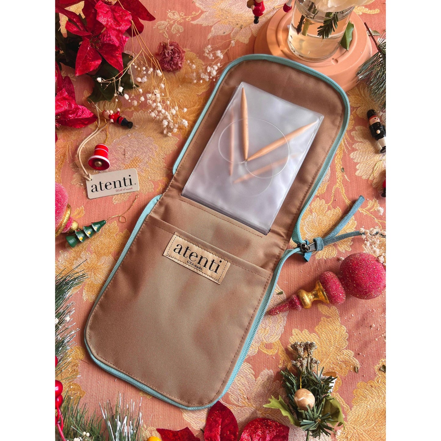 Atenti-Mamallama Circular Case - Turquoise-craft organizer-gather here online