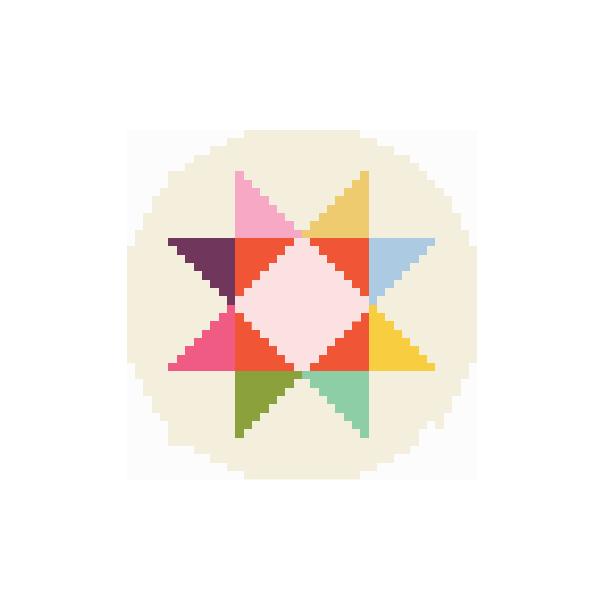 Fraymeworks-Quilt Star Round 2.25" round Mini Needlepoint Canvas-embroidery pattern-gather here online