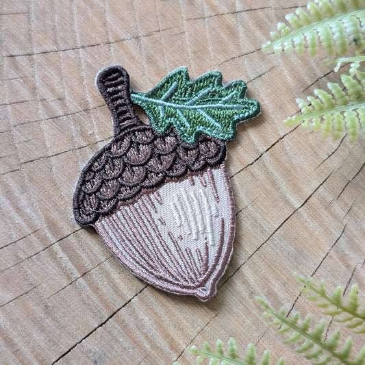 ilikesara-Oak Acorn With Leaf Iron-On Patch-patches + pins-gather here online