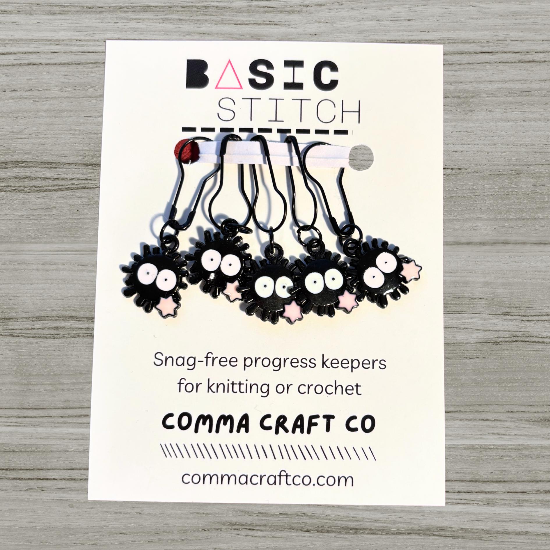 Comma Craft Co-Soot Sprite With Stars Stitch Marker Set-knitting notion-gather here online