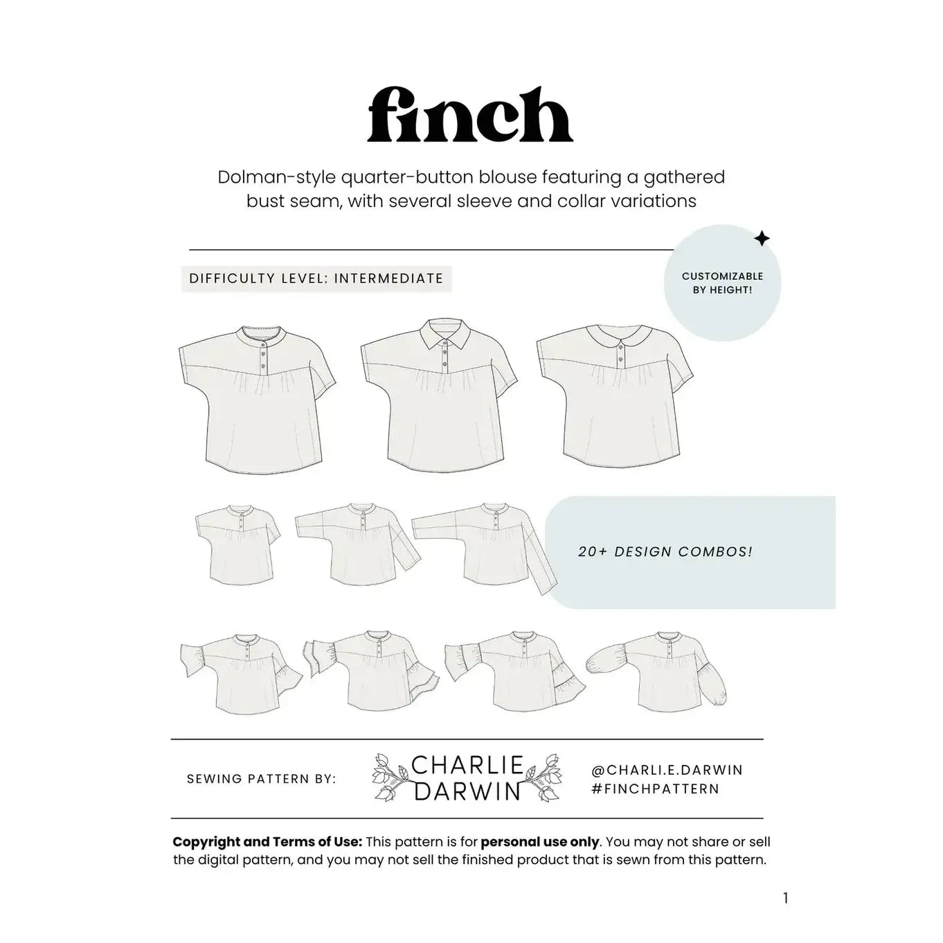 Charlie Darwin Textiles-Finch Blouse Pattern-sewing pattern-gather here online